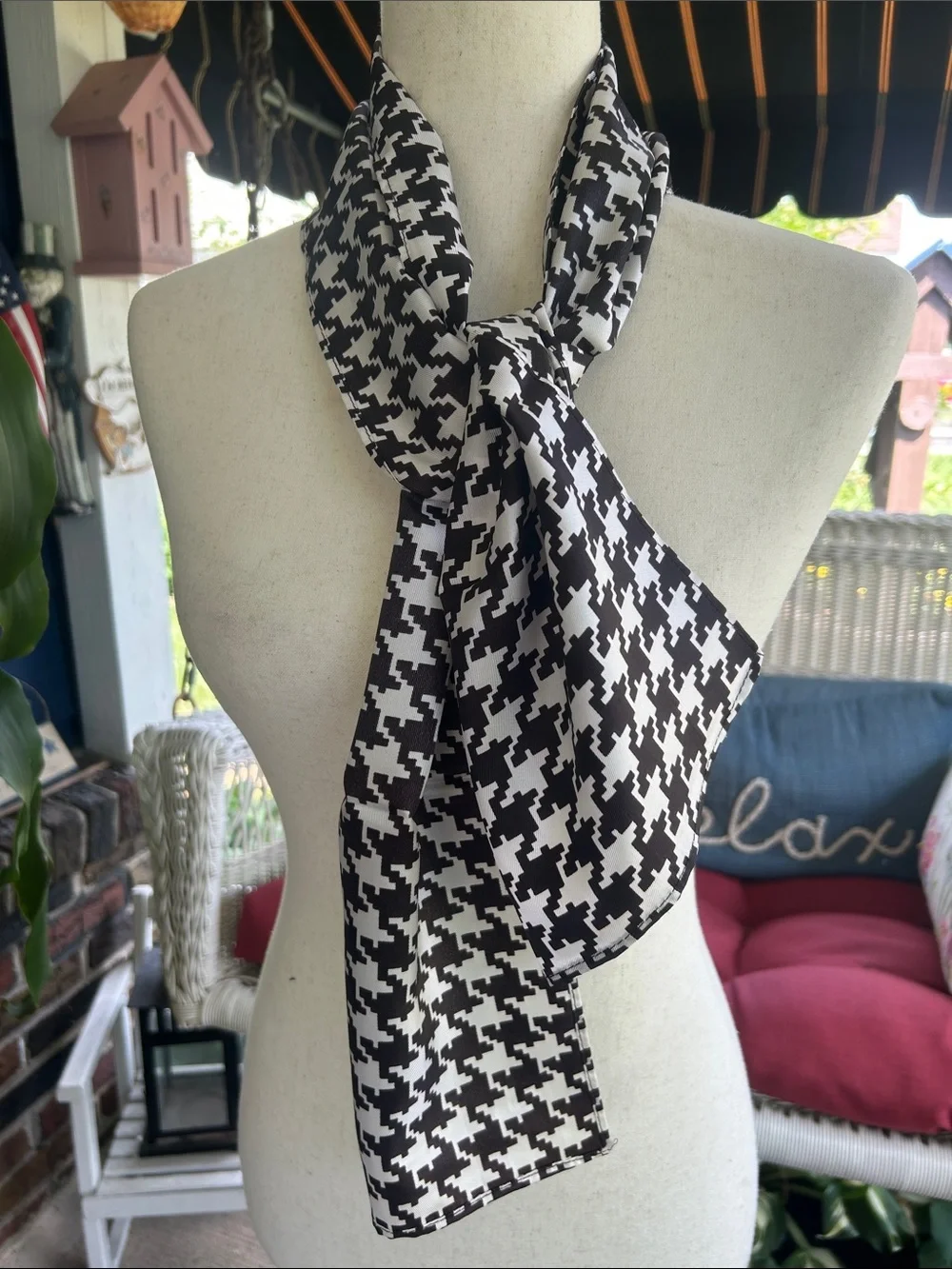 Black & White Houndstooth Scarf